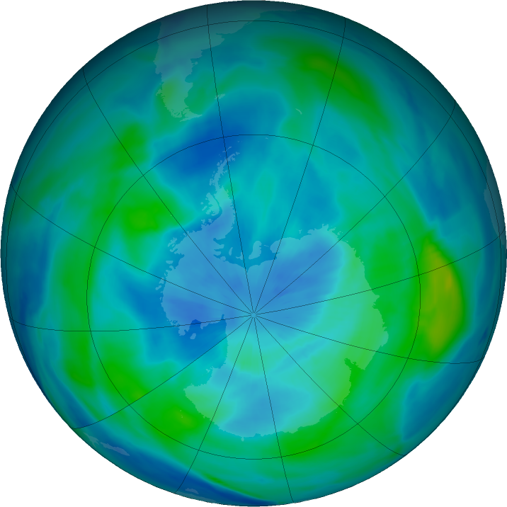 Antarctic ozone map for 19 March 2017